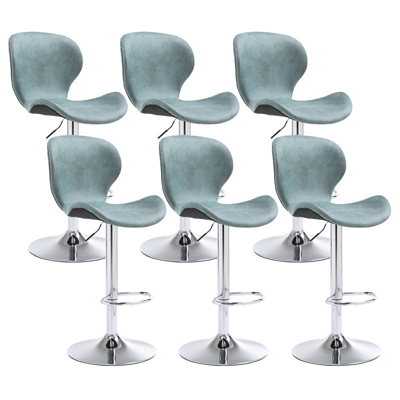 Scandinavian Metal Barstool Faux Leather Low Back Footrest Furniture