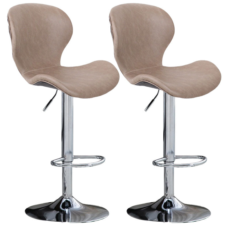 Scandinavian Metal Barstool Faux Leather Low Back Footrest Furniture