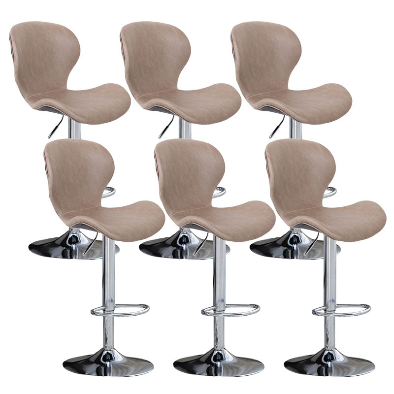 Scandinavian Metal Barstool Faux Leather Low Back Footrest Furniture