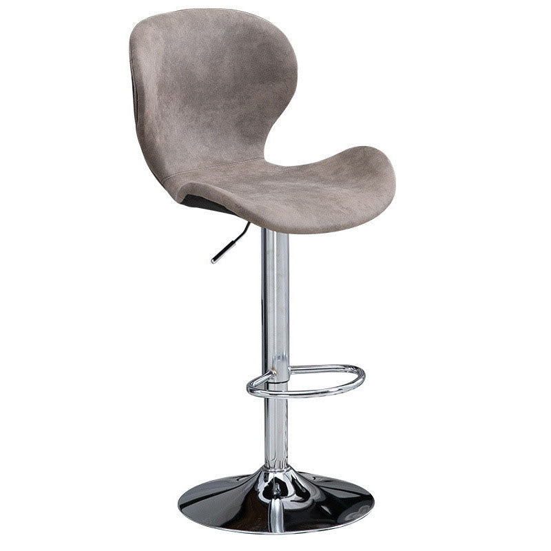 Scandinavian Metal Barstool Faux Leather Low Back Footrest Furniture