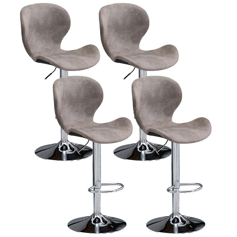 Scandinavian Metal Barstool Faux Leather Low Back Footrest Furniture