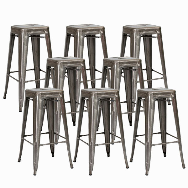 Industrial Square Backless Bar Stool Metal Indoor Stool for Bristol