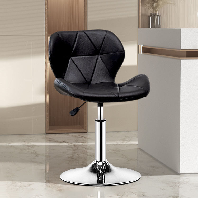 Scandinavian Metal Barstool Faux Leather Adjustable Counter Stool for Home