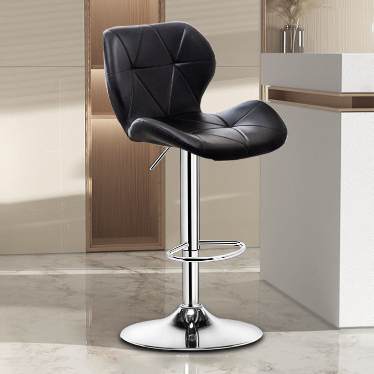 Scandinavian Metal Barstool Faux Leather Adjustable Counter Stool for Home