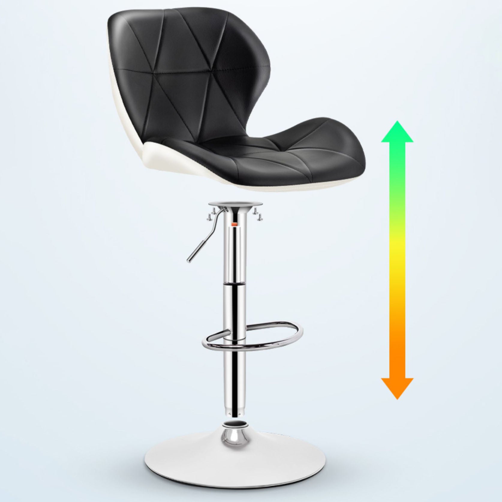 Scandinavian Metal Barstool Faux Leather Adjustable Counter Stool for Home