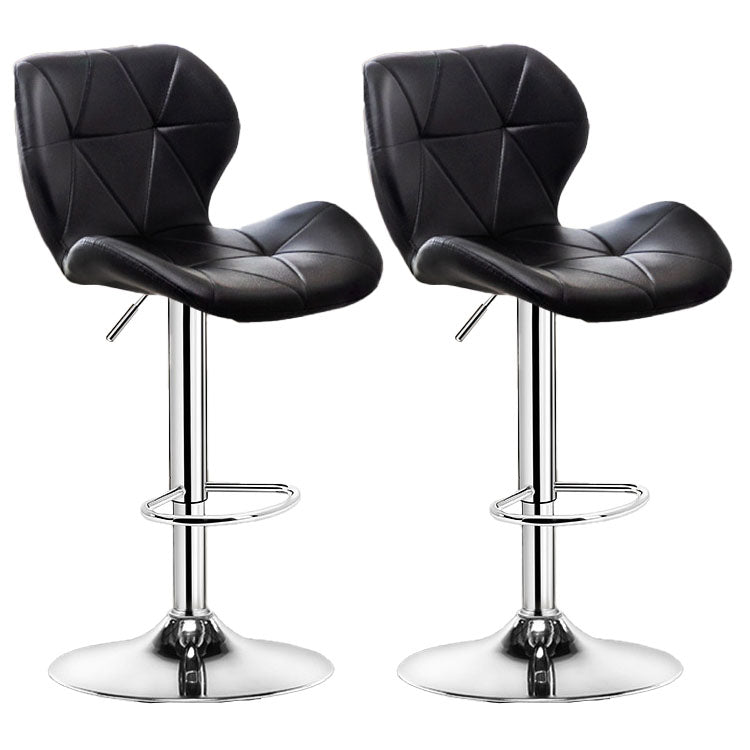 Scandinavian Metal Barstool Faux Leather Adjustable Counter Stool for Home