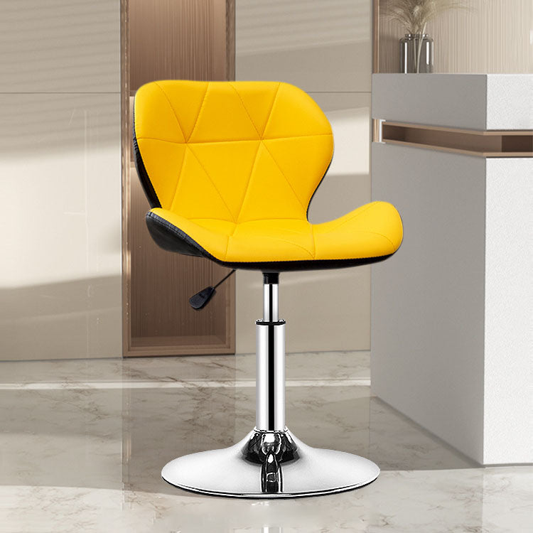 Scandinavian Metal Barstool Faux Leather Adjustable Counter Stool for Home