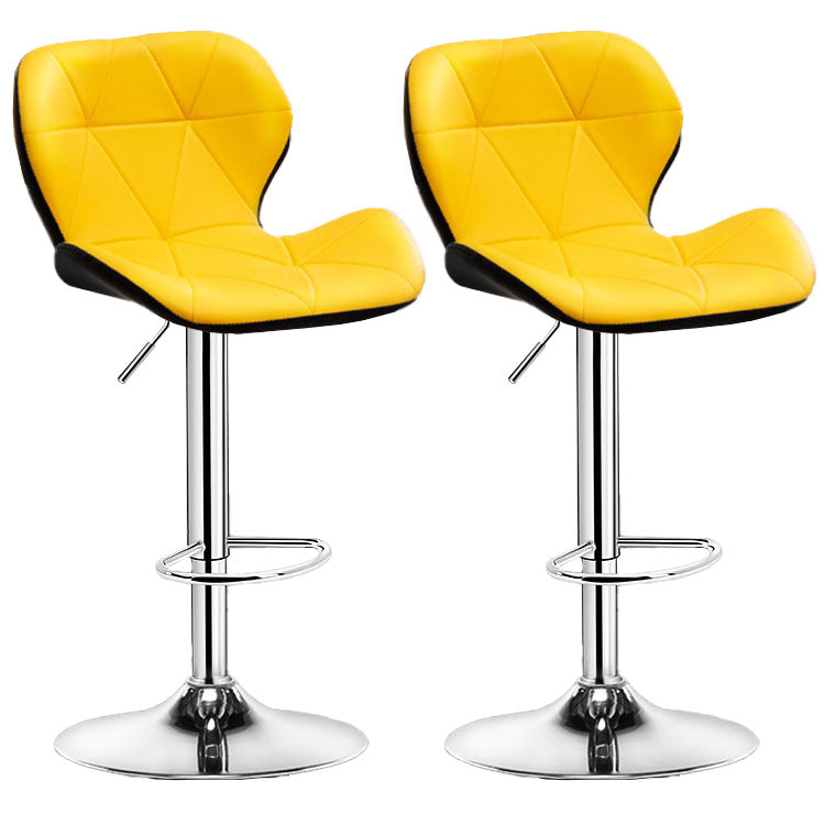 Scandinavian Metal Barstool Faux Leather Adjustable Counter Stool for Home