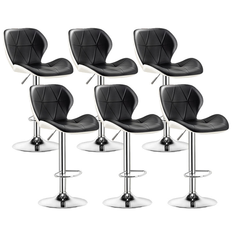 Scandinavian Metal Barstool Faux Leather Adjustable Counter Stool for Home