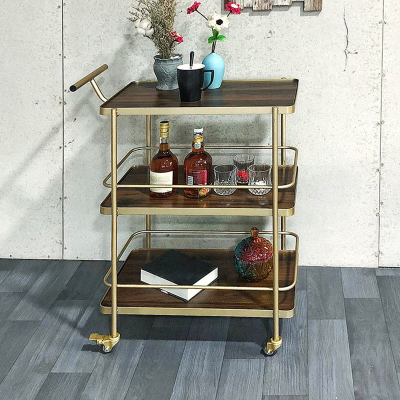 Contemporary 35.43"H Rolling Prep Table Rectangular Metal Prep Table for Dining Room