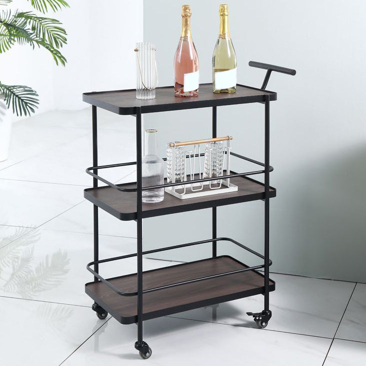 Contemporary 35.43"H Rolling Prep Table Rectangular Metal Prep Table for Dining Room