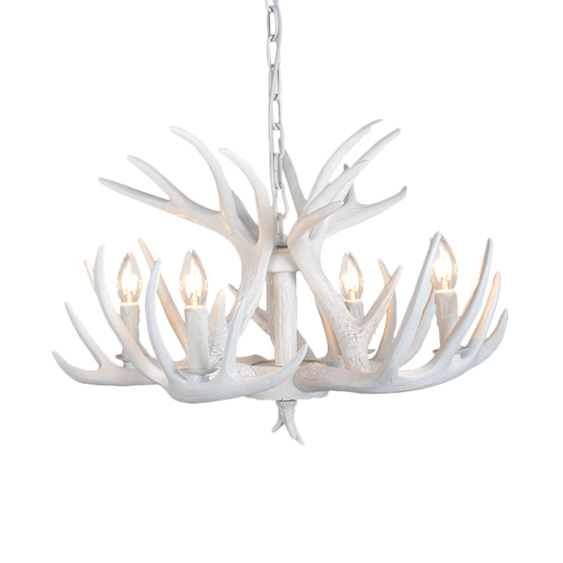 Resin Antler Hanging Chandelier Modern Style 4/6/9 Lights White Hanging Ceiling Light