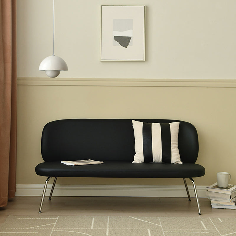 Faux Leather Modern Settee 2-seat Armless Seating in Black/Green