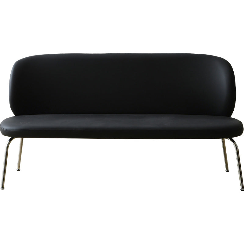 Faux Leather Modern Settee 2-seat Armless Seating in Black/Green