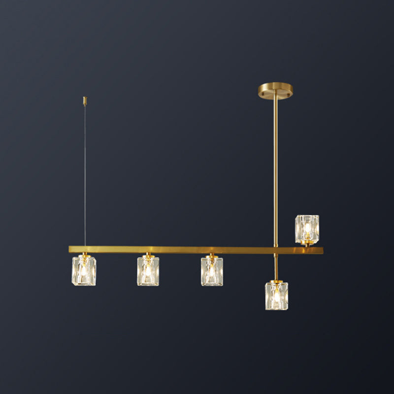 Gold Hanging Light Contemporary Island Lighting with Crystal for Dining Table