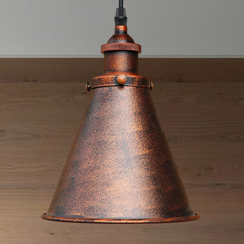 1 luce industriale appesa a forma di cono leggera Lampada a sospensione nera/ottone per sala da pranzo
