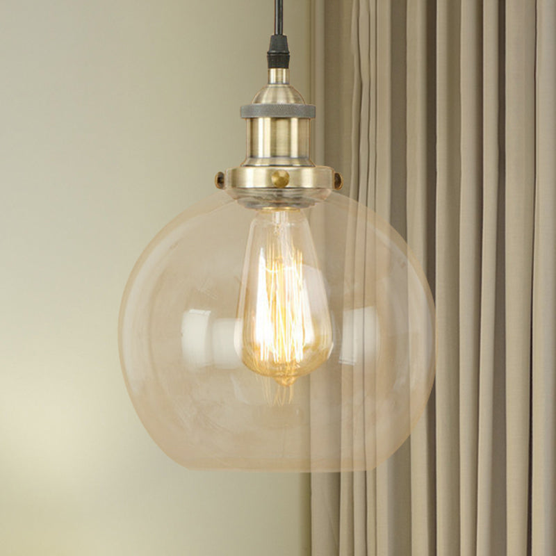 Ottone/rame/ruggine 1 luce appesa al soffitto leggero vetro trasparente a sospensione per la sala da pranzo