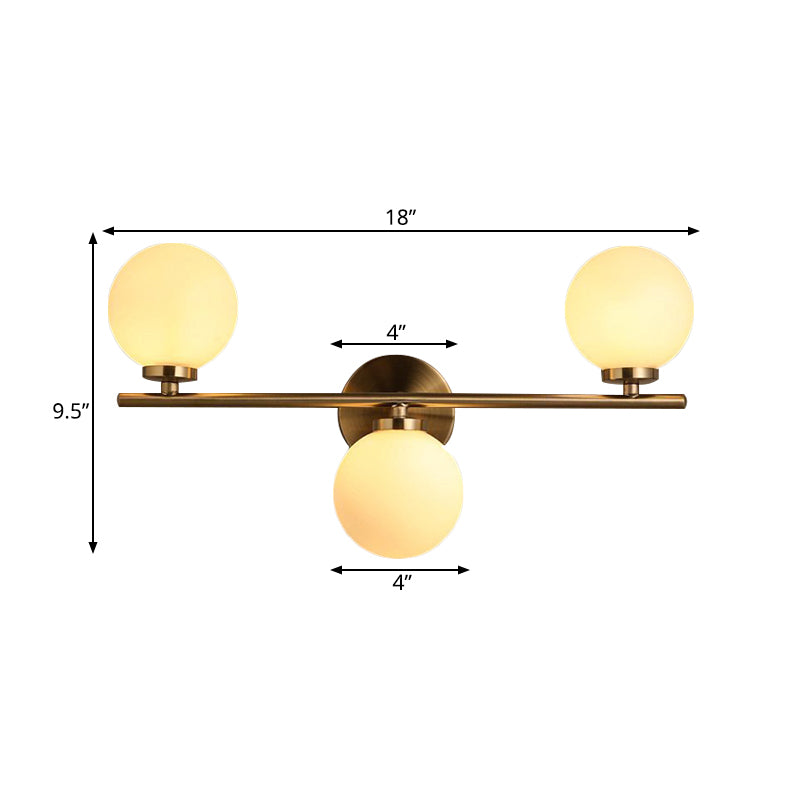 Gold Round Wall Sconce Modernist 3 Lights White Glass Led Flush Mount Wall Sconce with Linear Design
