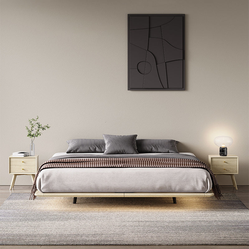 85.43 inch Wide Mid-Century Modern Platform Bed Frame Solid Wood Bed