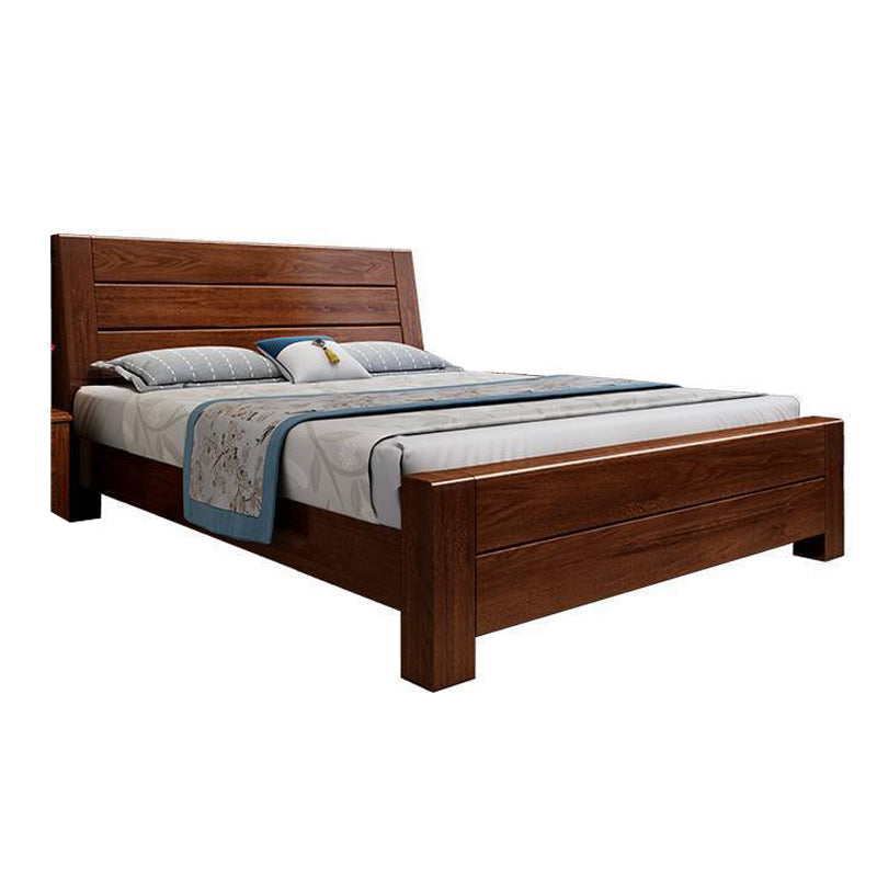 84.65 inch Wide Traditional Panel Bed Walnut Bed with Headboard