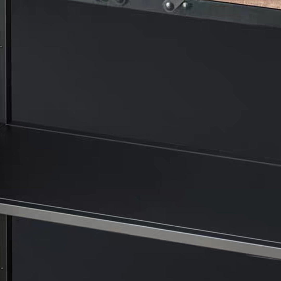 Industrial Accent Cabinet with Wooden Top and Metal Legs and 2 Doors