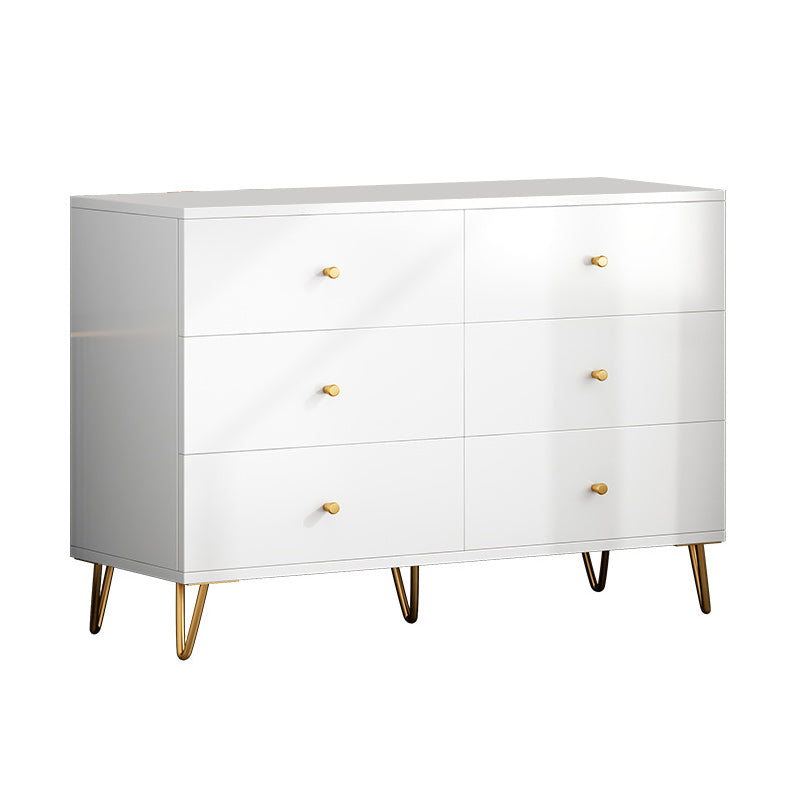 Contemporary White Wooden Chest with Drawers and Metal Legs Accent Chest