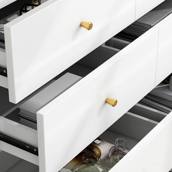 Contemporary White Wooden Chest with Drawers and Metal Legs Accent Chest