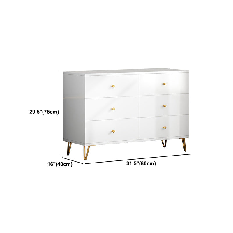 Contemporary White Wooden Chest with Drawers and Metal Legs Accent Chest