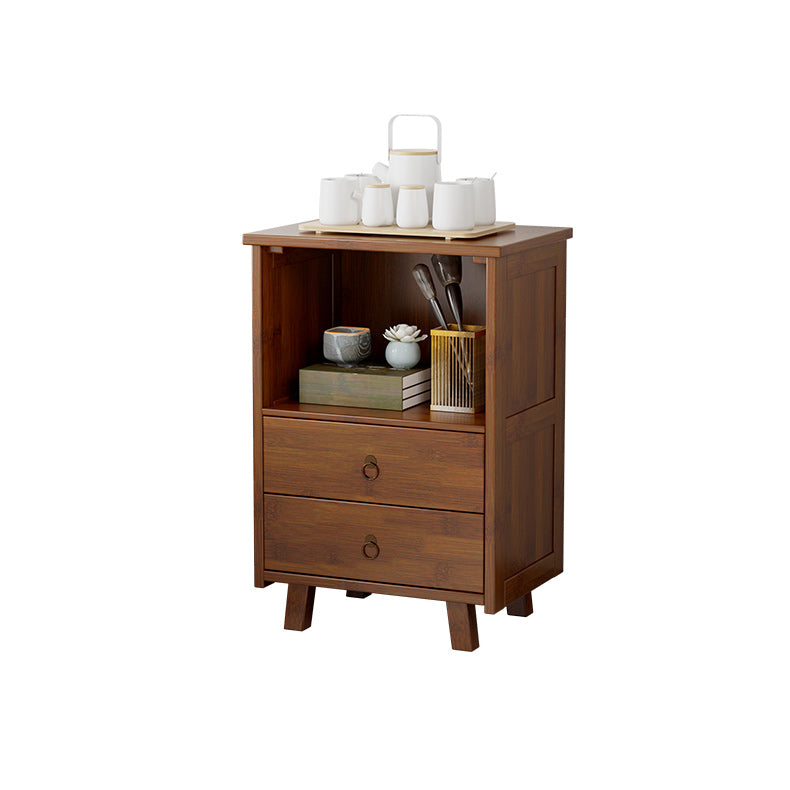 Mid-Century Modern Accent Chest with Drawers and Shelf in Brown
