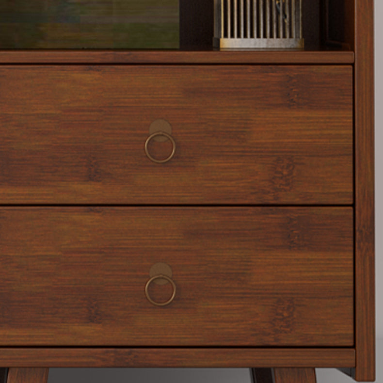 Mid-Century Modern Accent Chest with Drawers and Shelf in Brown