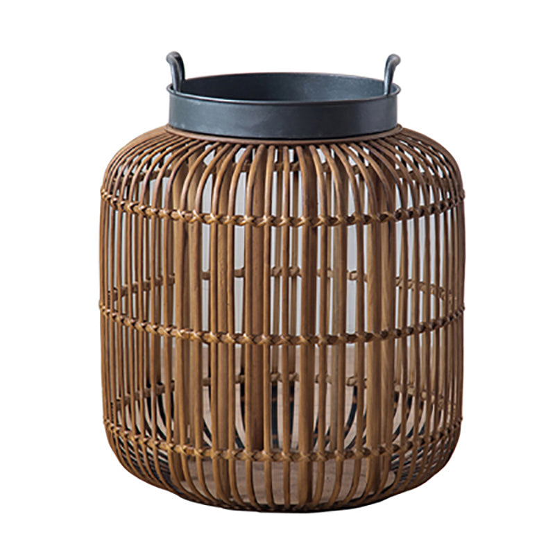 French Country Distressed Rattan Coffee Table Frame Metal Cocktail Table