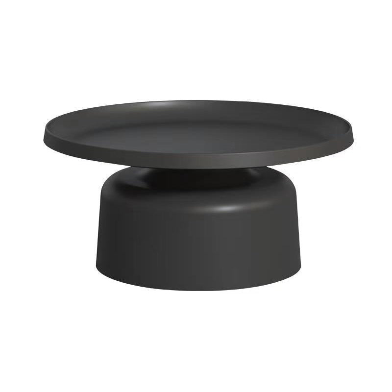 Mid-Century Iron Coffee Table Pedestal Round Tray Top Cocktail Table Set