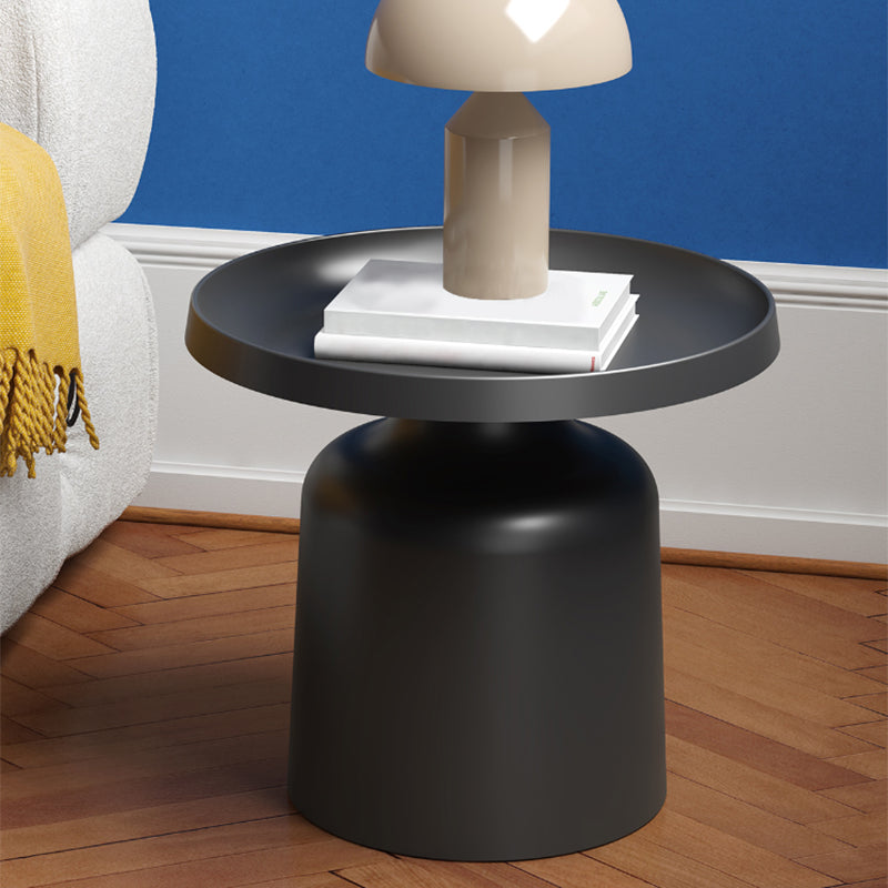 Mid-Century Iron Coffee Table Pedestal Round Tray Top Cocktail Table Set