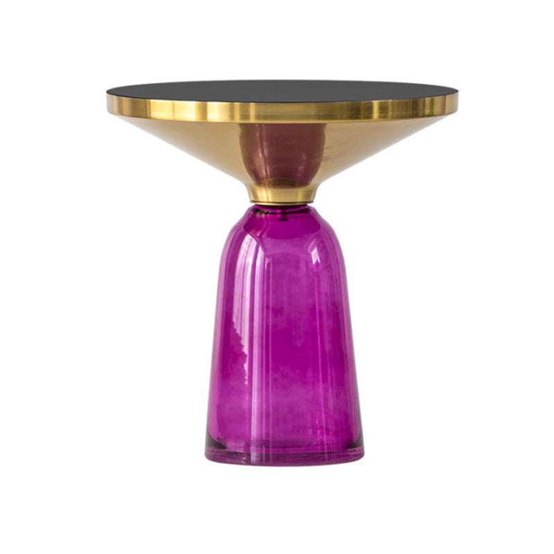 Pedestal Cone Coffee Table Modern Round Glass Top Cocktail Table