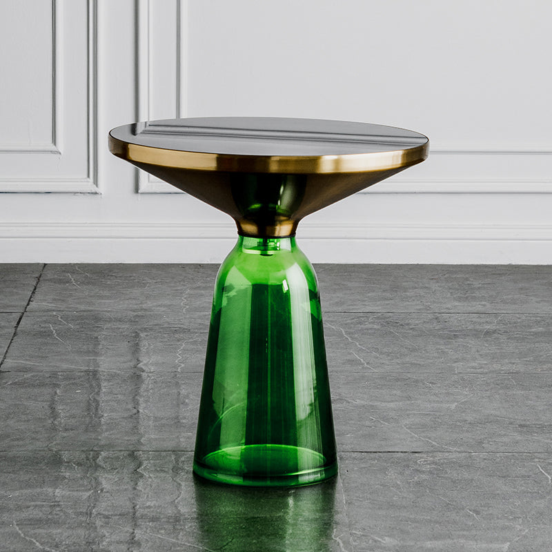 Pedestal Cone Coffee Table Modern Round Glass Top Cocktail Table
