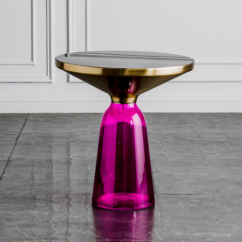 Pedestal Cone Coffee Table Modern Round Glass Top Cocktail Table