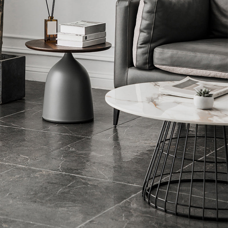 Minimalist Round Stone Top Coffee Table 2 Pieces Cocktail Table