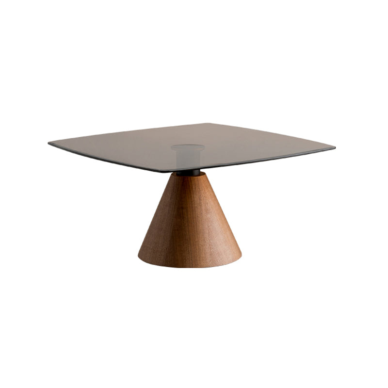 Square Glass Top Coffee Table in Brown Modern Pedestal Cocktail Table