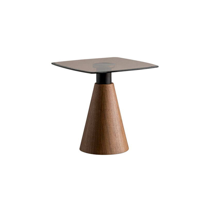 Square Glass Top Coffee Table in Brown Modern Pedestal Cocktail Table