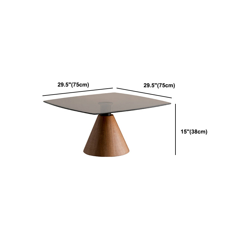 Square Glass Top Coffee Table in Brown Modern Pedestal Cocktail Table