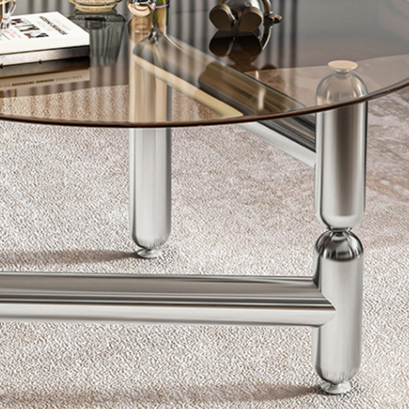 Round Glass Coffee Cocktail Table Steel 3 Legs 1 Single Coffee Table