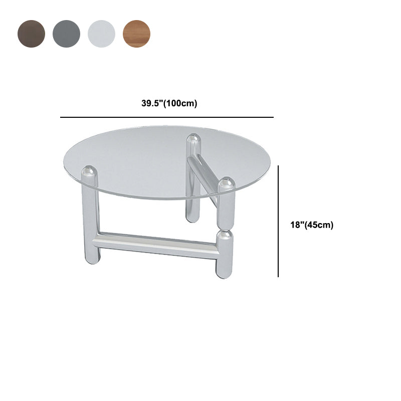 Round Glass Coffee Cocktail Table Steel 3 Legs 1 Single Coffee Table