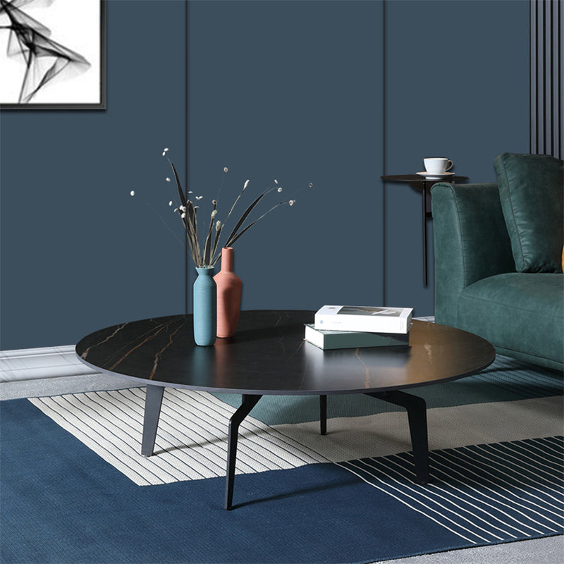 Glam Slate Coffee Cocktail Table Metal Black 4 Legs Cocktail Tabl