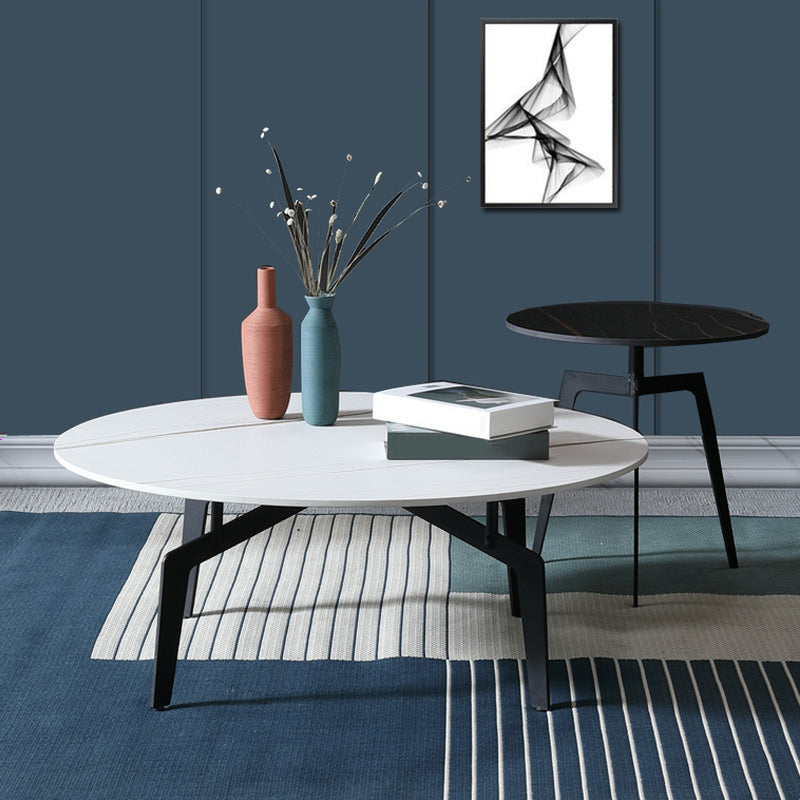 Glam Slate Coffee Cocktail Table Metal Black 4 Legs Cocktail Tabl