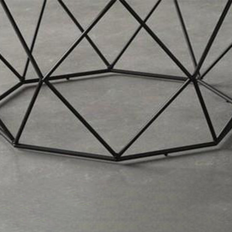 Round Solid Wood Coffee Table with Metal Frame Base Coffee in Brone