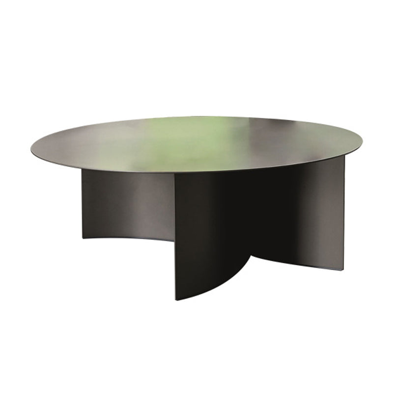 Mid-Century Modern Iron Coffee Table Black Round Cocktail Table