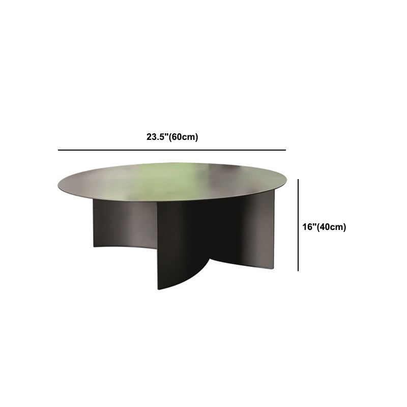 Mid-Century Modern Iron Coffee Table Black Round Cocktail Table
