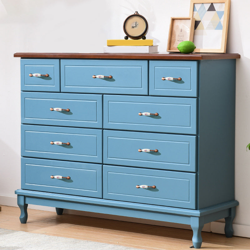 Modern Wooden Accent Chest with 9 Drawers with Cabriole Legs Chest