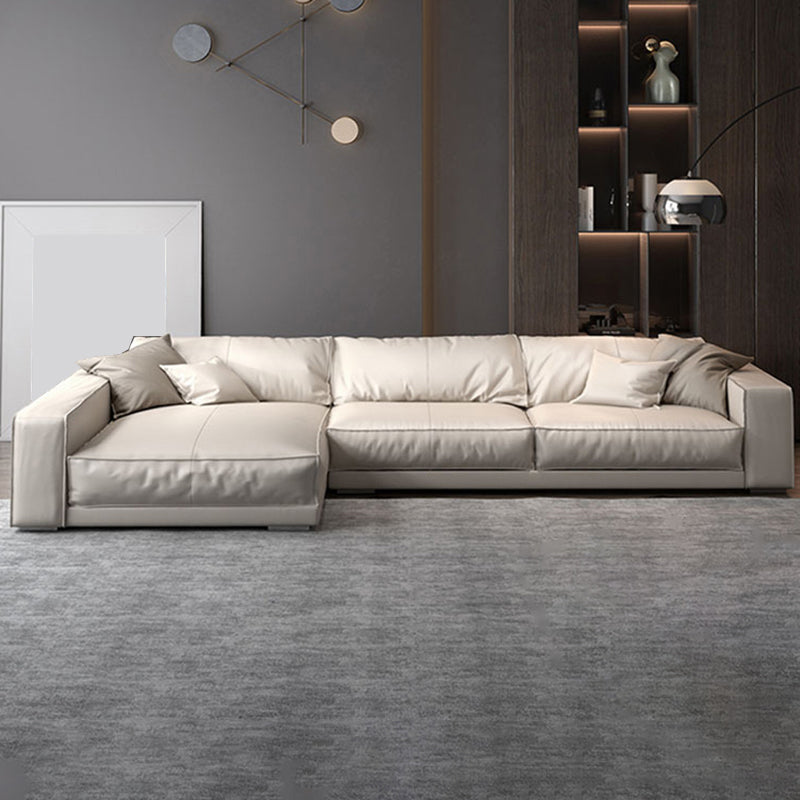 Square Arm Sectional Sofa Contemporary 3-seater Leather Sectional