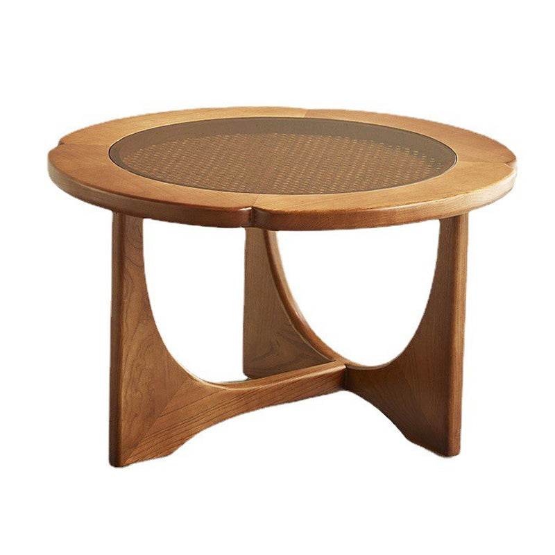 Glass-Topped Coffee Cocktail Table with Cross Legs Contemporary Coffee Table